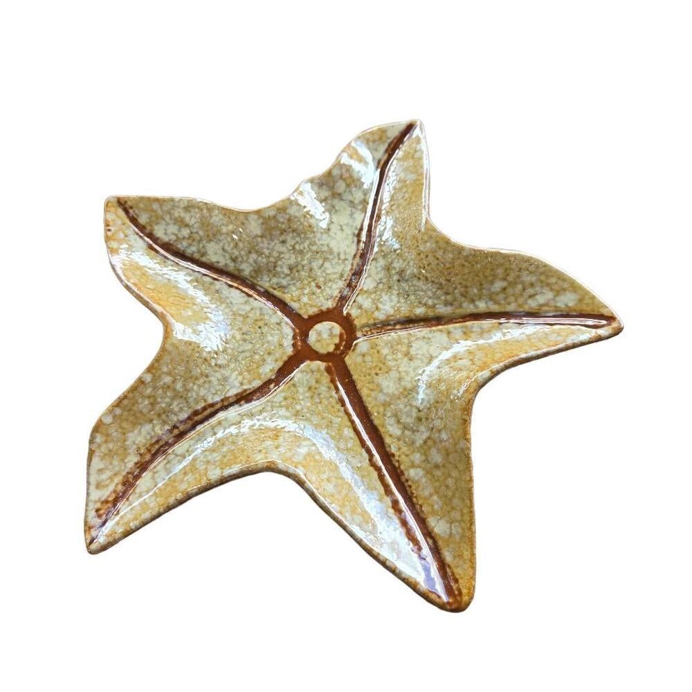 Starfish Trinket Ceramic Dish Wall Decor Beach Colors 10" 1948 browns Nautical